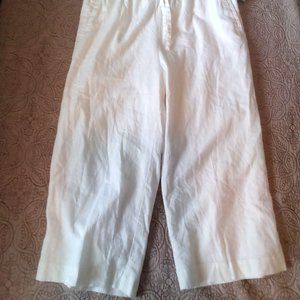 White Linen Cropped Pants